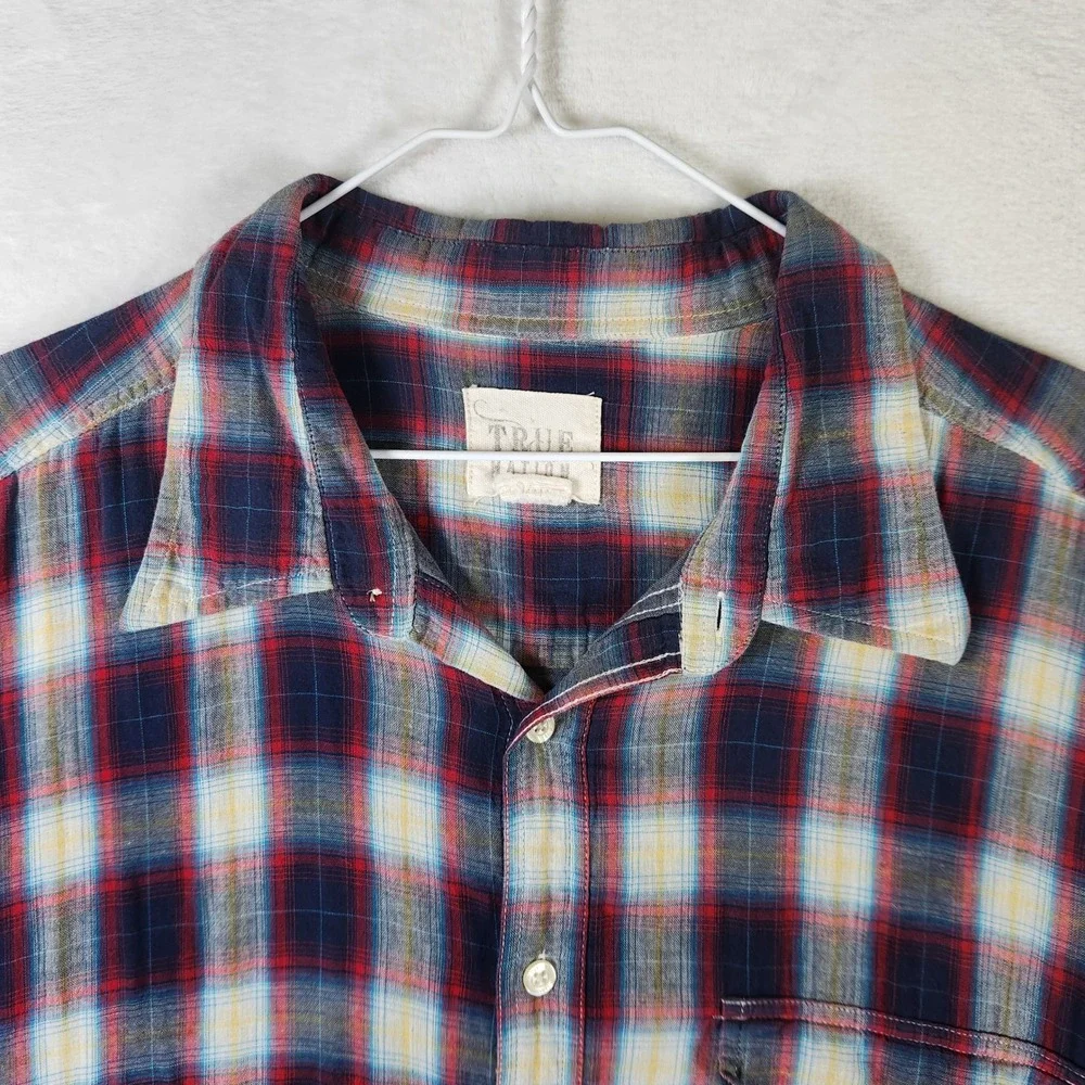 True Nation 3XL Plaid Shirt Long Sleeve Button Front‎ Pocket Men's Casual